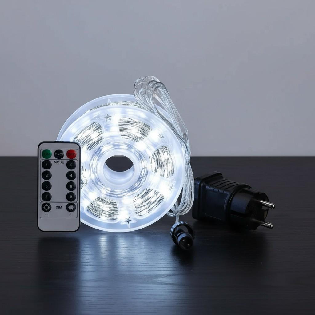 Гирлянда-нить Роса сетевая с пультом на медном проводе 200 м 2000LED Зеленый/Белый (2000L200MGW)