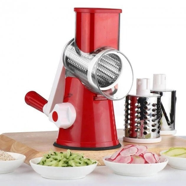 Овочерізка Tabletop Drum Grater Kitchen Master 3 насадки Red (tf5726) - фото 7 Овочерізка Tabletop Drum Grater Kitchen Master 3 насадки Red (tf5726) - фото 7