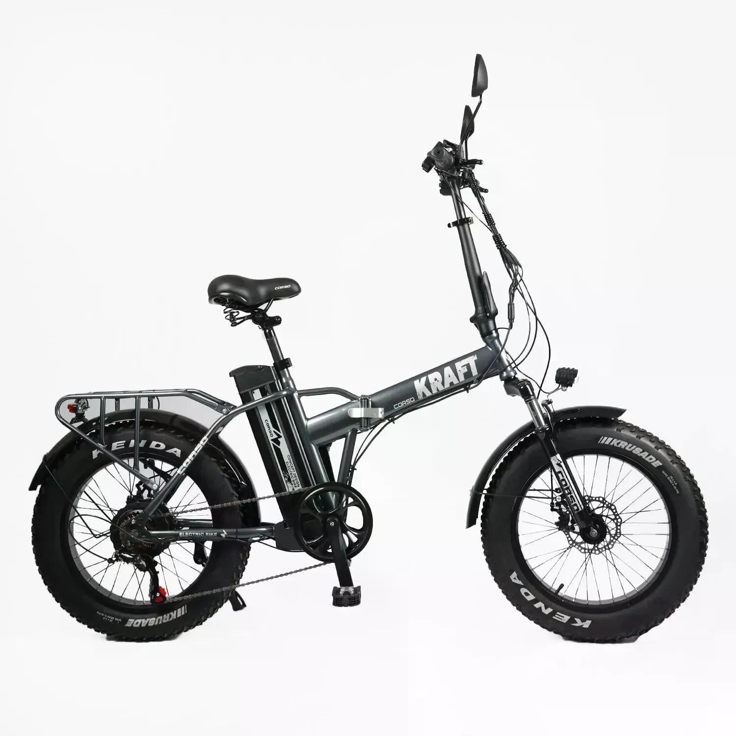Электровелосипед фетбайк Corso Kraft 20" 500W 48V 15Ah Shimano 7 скоростей Черный