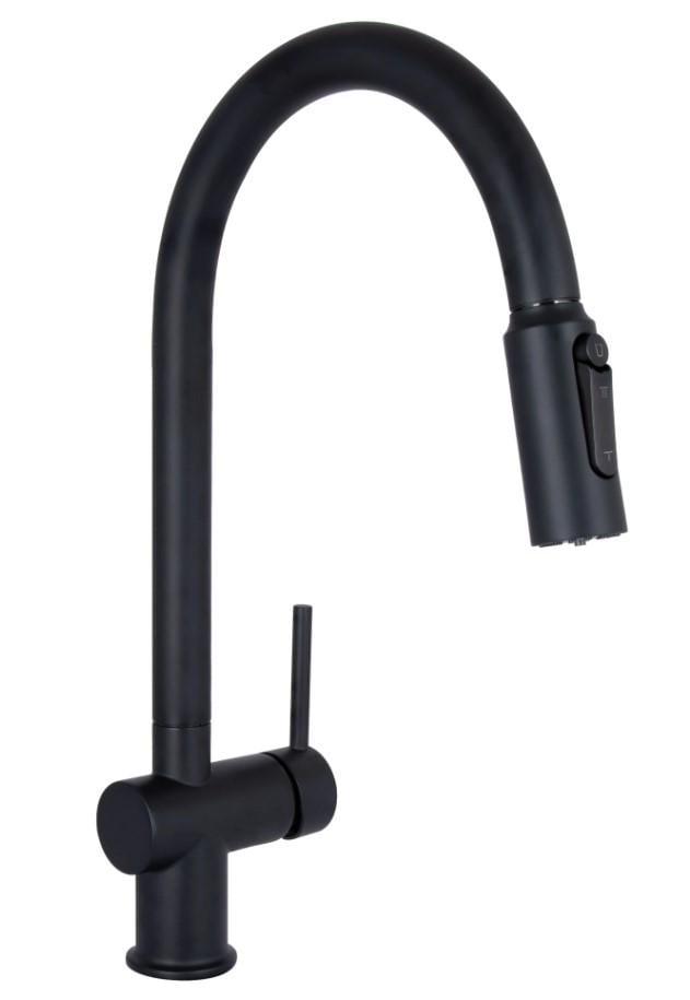 Смеситель для кухни с выдвижным изливом с подключением для питьевой воды Qtap Rozcesti QTROZ366BLM45940 (53594)