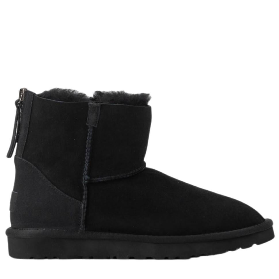 Уггі жіночі UGG Mini Zipper Black Suede Leather р. 36 Черний (7799)