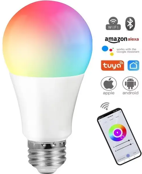 Розумна лампочка Tuya Smart LED WiFi E27 RGB 2700K-6500 K 15W (30251947) - фото 3 Розумна лампочка Tuya Smart LED WiFi E27 RGB 2700K-6500 K 15W (30251947) - фото 3