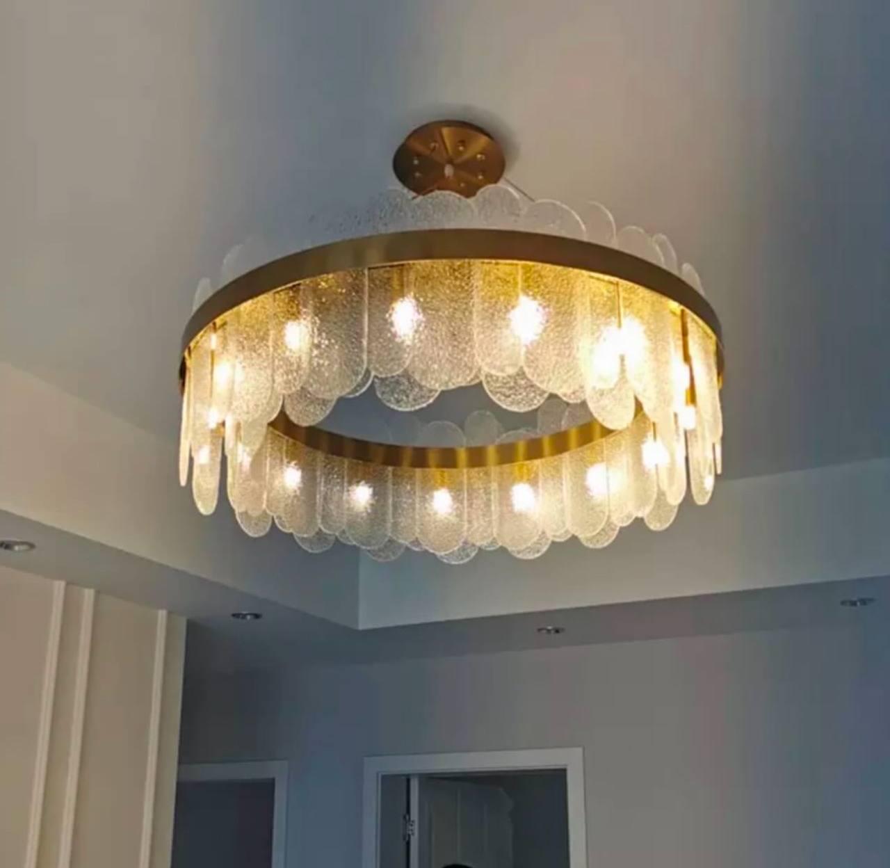 Люстра підвісна Zilini ER2005/800 з скляними пластинами Золотий (23910619) - фото 3 Люстра підвісна Zilini ER2005/800 з скляними пластинами Золотий (23910619) - фото 3