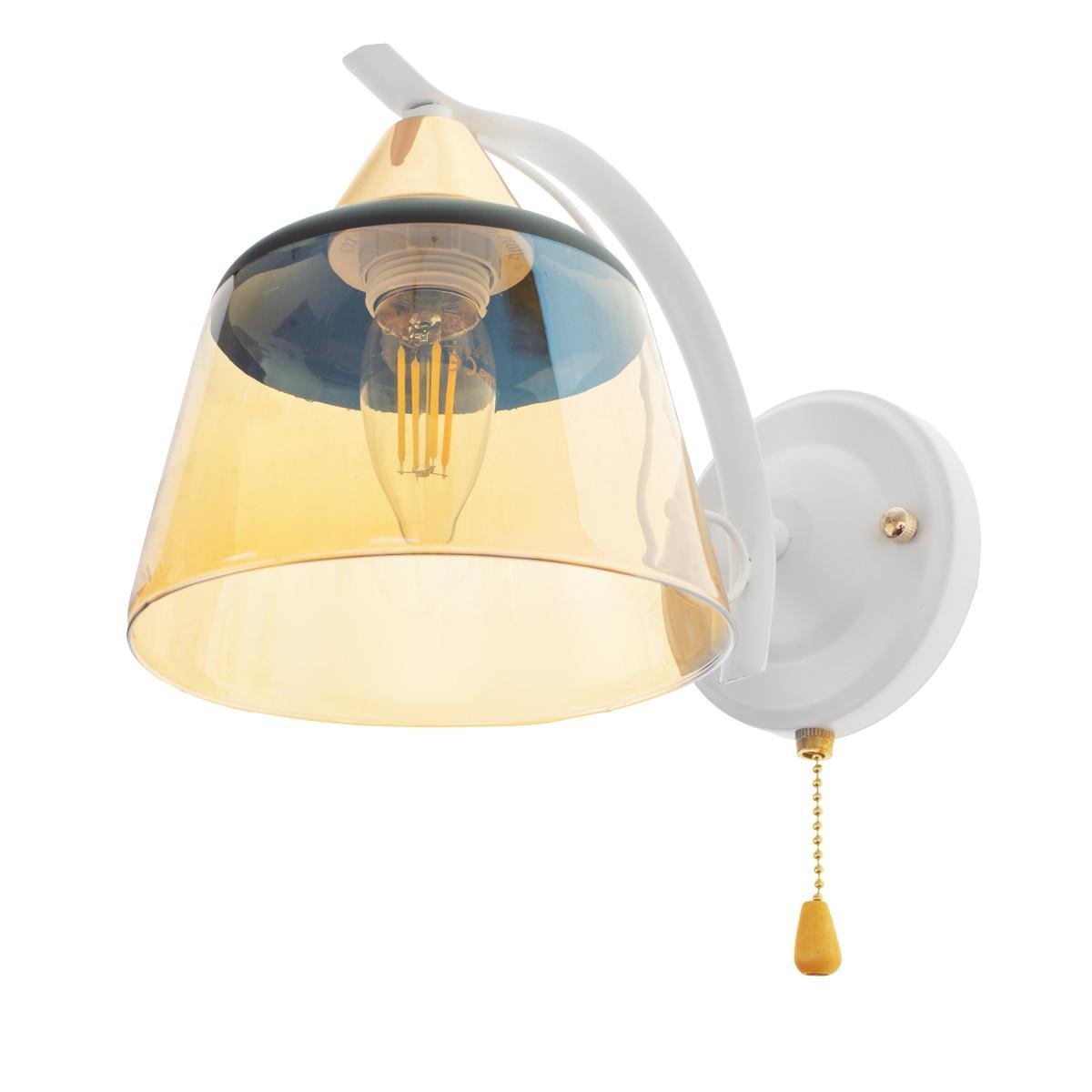 Бра на стіну з вимикачем Brille LK-699W/1 E27 WH/FG в спальню