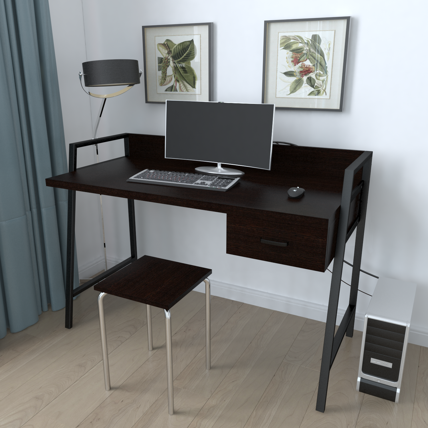 Письменный стол Ferrum-decor металл/ДСП 32 мм 750x1000x600 мм Черный/Венге Магия (FRD-105374)