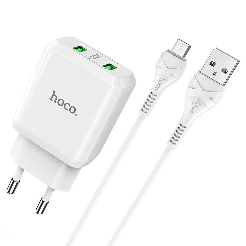 Зарядний пристрій мережевий Hoco Micro USB Cable Charmer dual port charger set N6 2хUSB 18 Вт Білий (609757) Зарядний пристрій мережевий Hoco Micro USB Cable Charmer dual port charger set N6 2хUSB 18 Вт Білий (609757)
