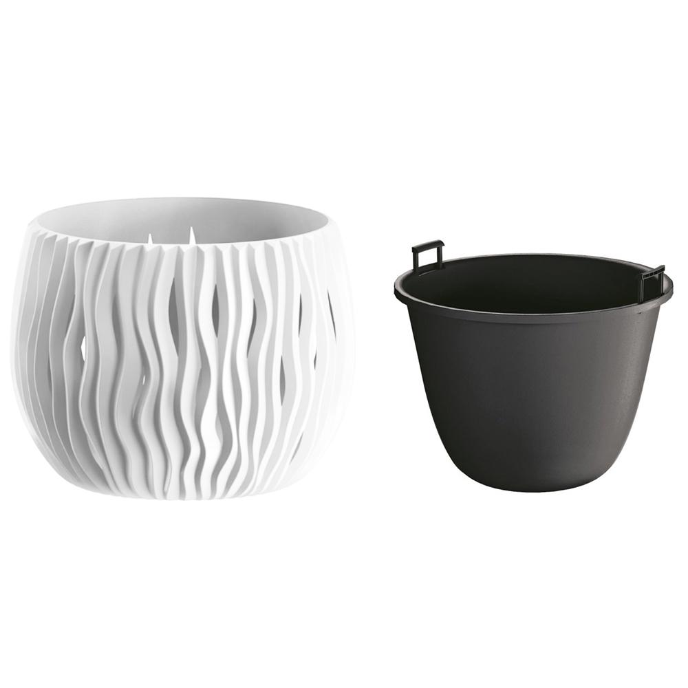 Горшок для цветов круглый Prosperplast Sandy Bowl с вкладышем 18х14 см Белый (22981-449)