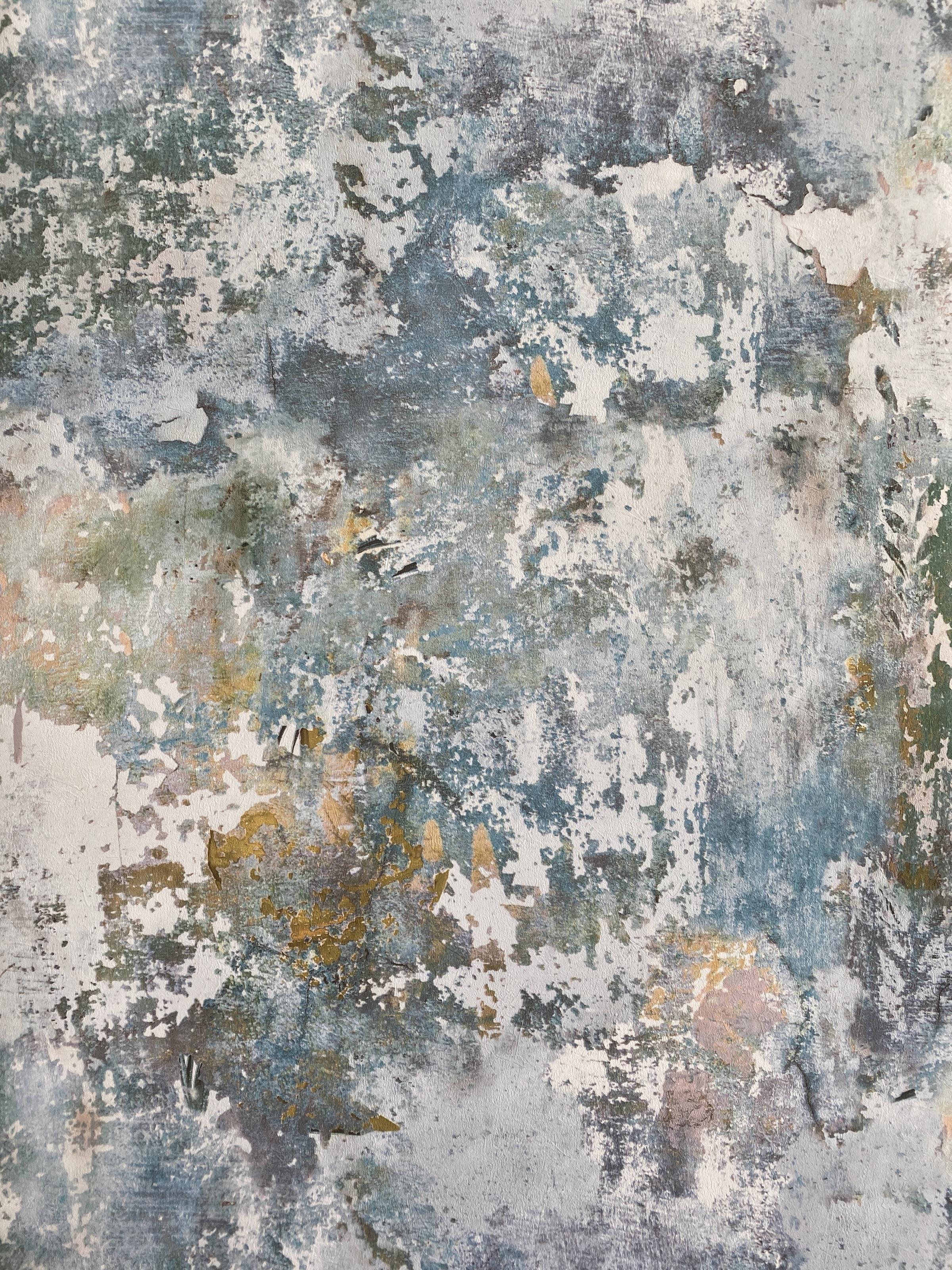 Обои виниловые на флизелиновой основе Grandeco Opportunity Wallcoverings Q0061 Бирюзовый Акварель