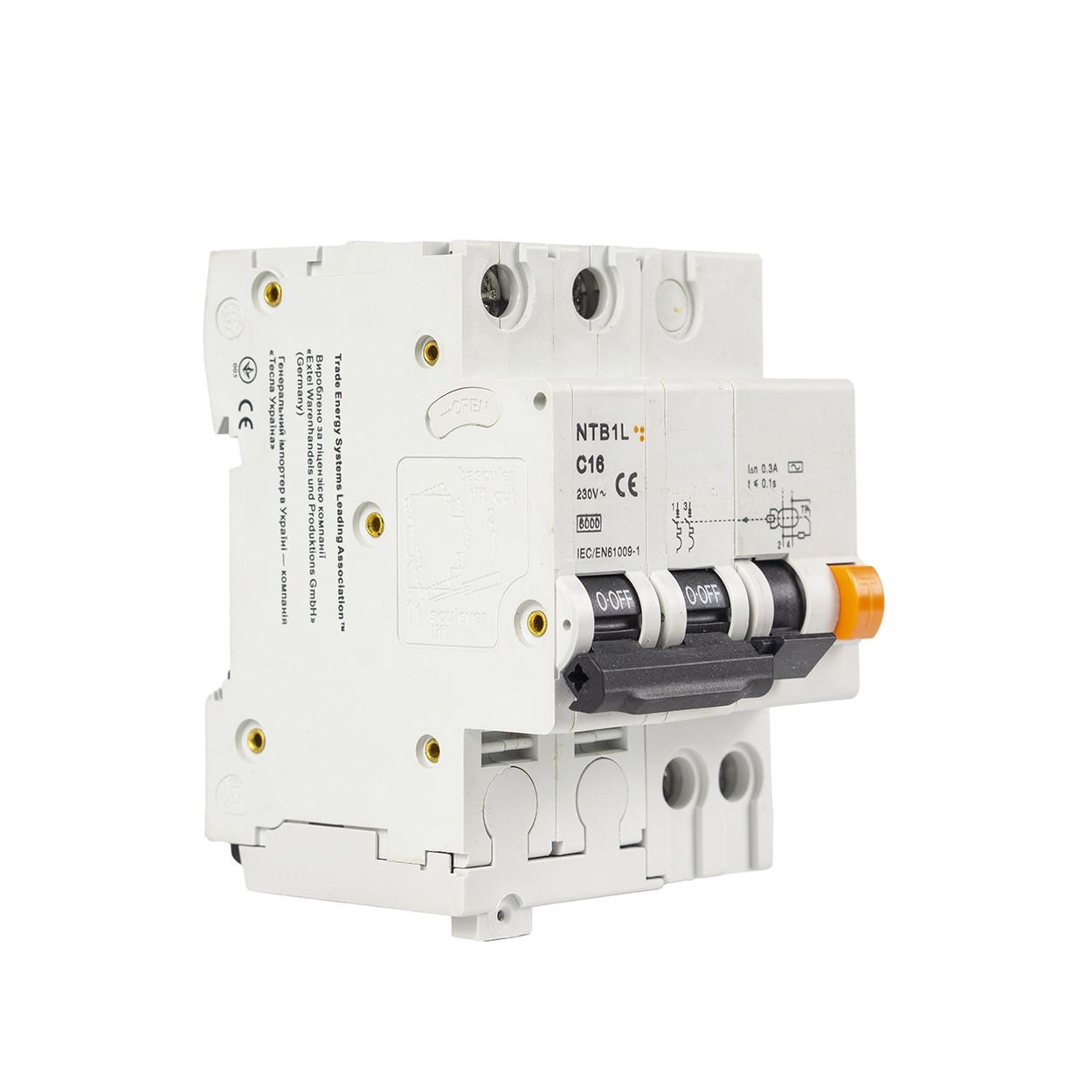 Автоматический выключатель дифференциального тока TESLA NTB1L C16 2P+N 16A 30mA (184) - фото 3 Автоматический выключатель дифференциального тока TESLA NTB1L C16 2P+N 16A 30mA (184) - фото 3