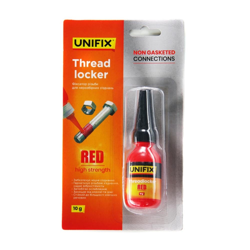 Фіксатор різьби для нерозбірних з’єднань UNIFIX 10 г Червоний