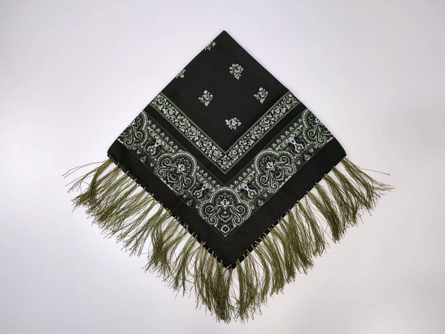 Платок украинский с тороками 80x80 см Темно-зеленый (30070657)