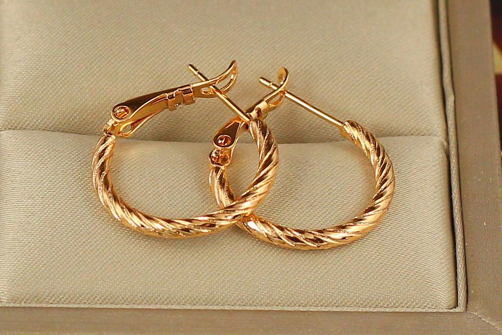 Серьги кольца Хuping Jewelry Жгут крученый 2 см Золотистый (1738163591)