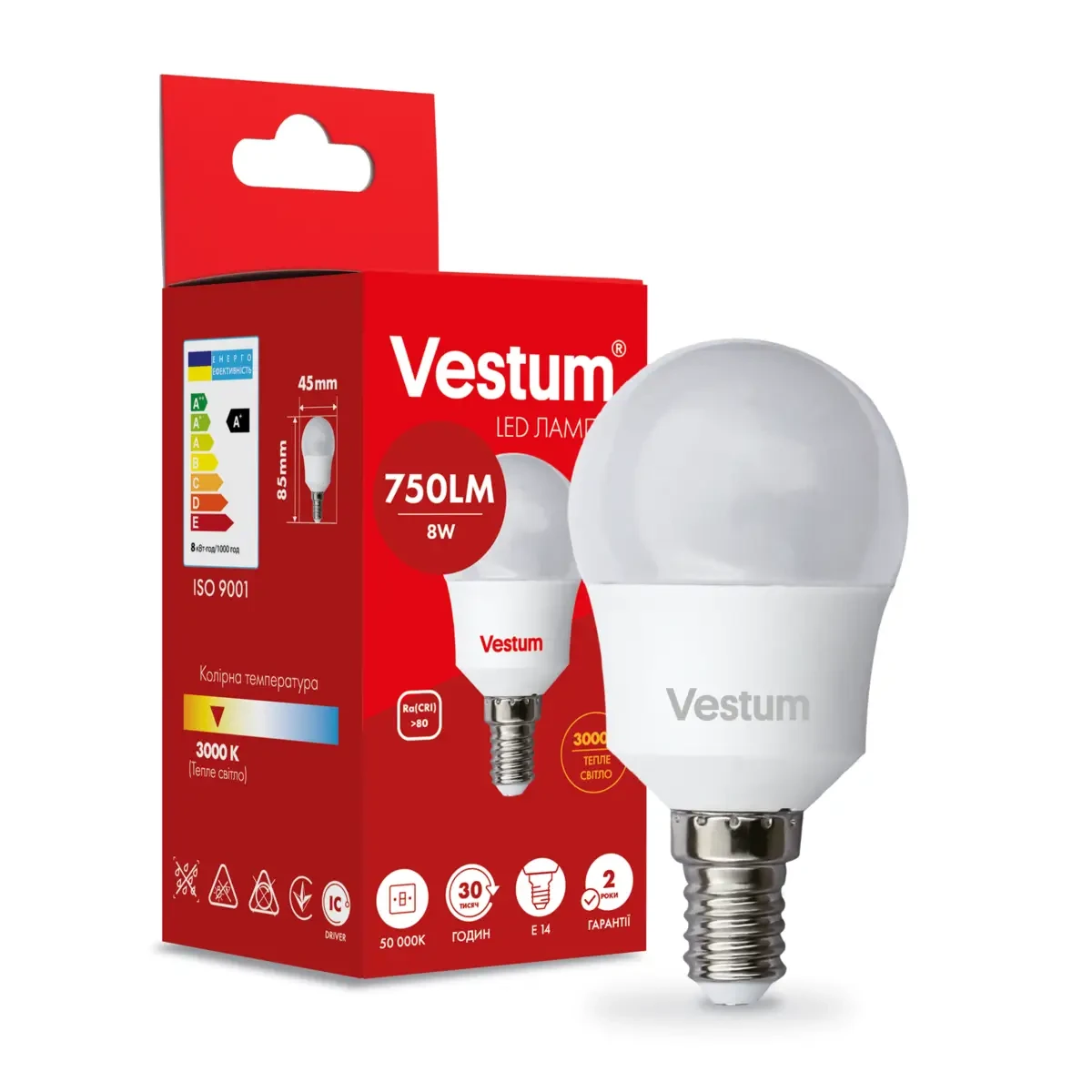 Светодиодная лампа Vestum G45 8W 3000K 220V E14 1-VS-1212 (3100550654) Светодиодная лампа Vestum G45 8W 3000K 220V E14 1-VS-1212 (3100550654)
