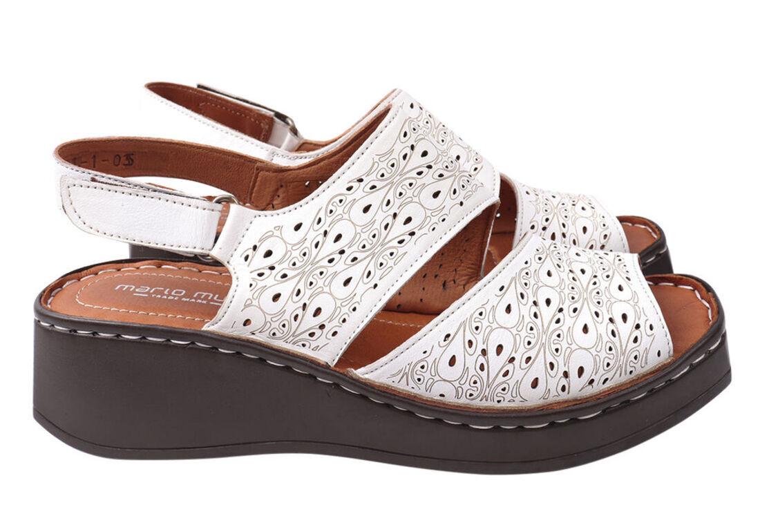 Босоножки женские Mario Muzi из кожи на платформе с открытой пятой р. 38 Белый (599-21LBC)