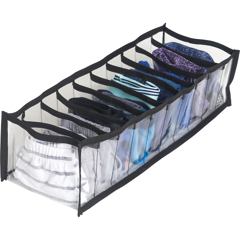 Органайзер-розділювач для дитячого одягу OGR53 S на 10 комірок 39х15х9 см Прозорий з чорним