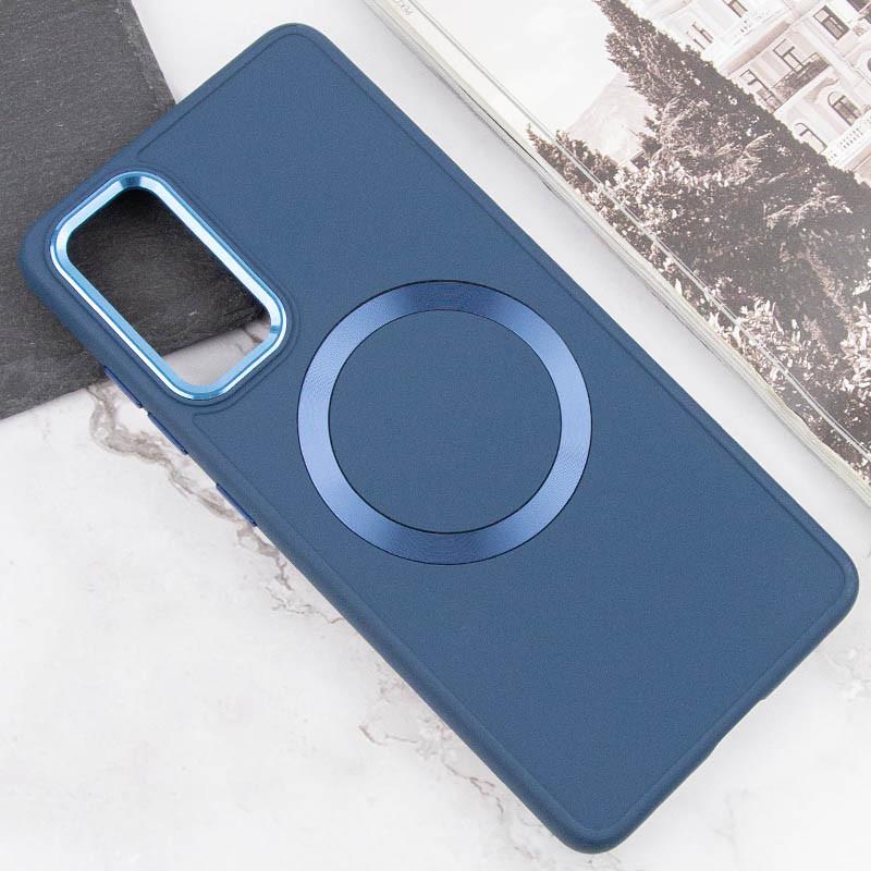 Противоударный TPU Чехол Bonbon Metal Style with MagSafe для Samsung Galaxy S21 FE Синий / Cosmos Blue - фото 4