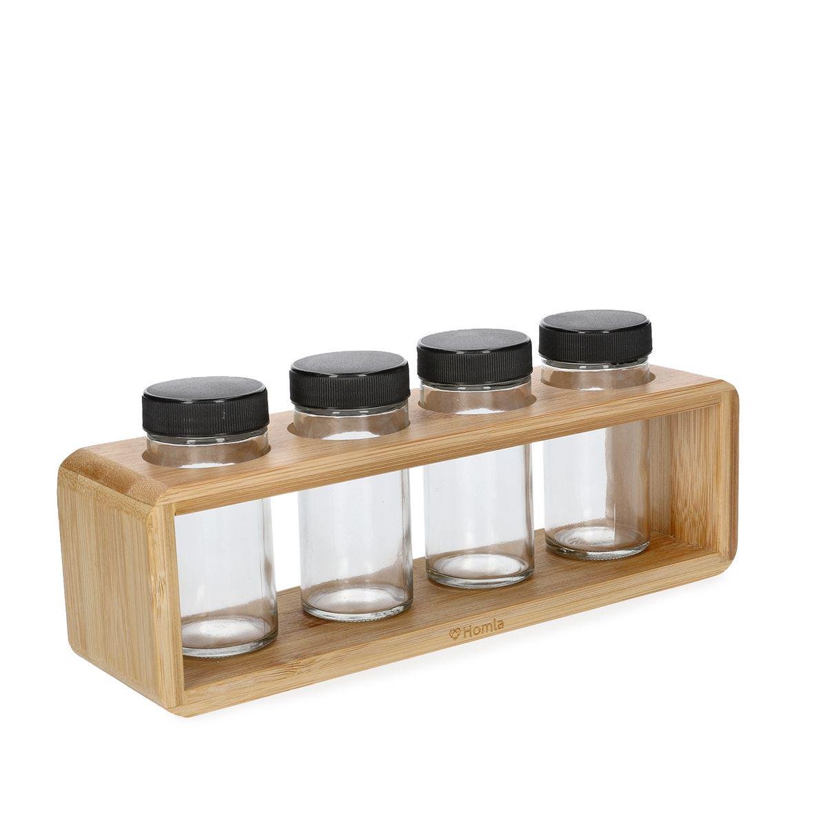 Набір ємностей для спецій Homla BAMBOU 26x8 см 4 шт. Прозорий (206447)