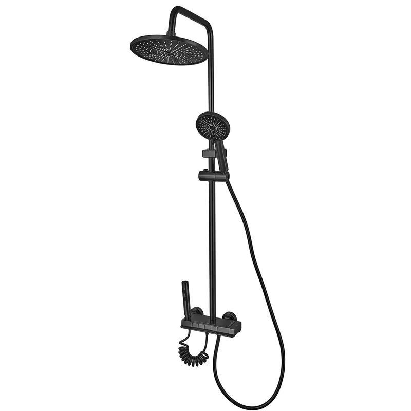 Душевая колонна настенная Champion PBC-009-J алюминиевая со смесителем/кнопками переключения/4 режима Black (CH6549)