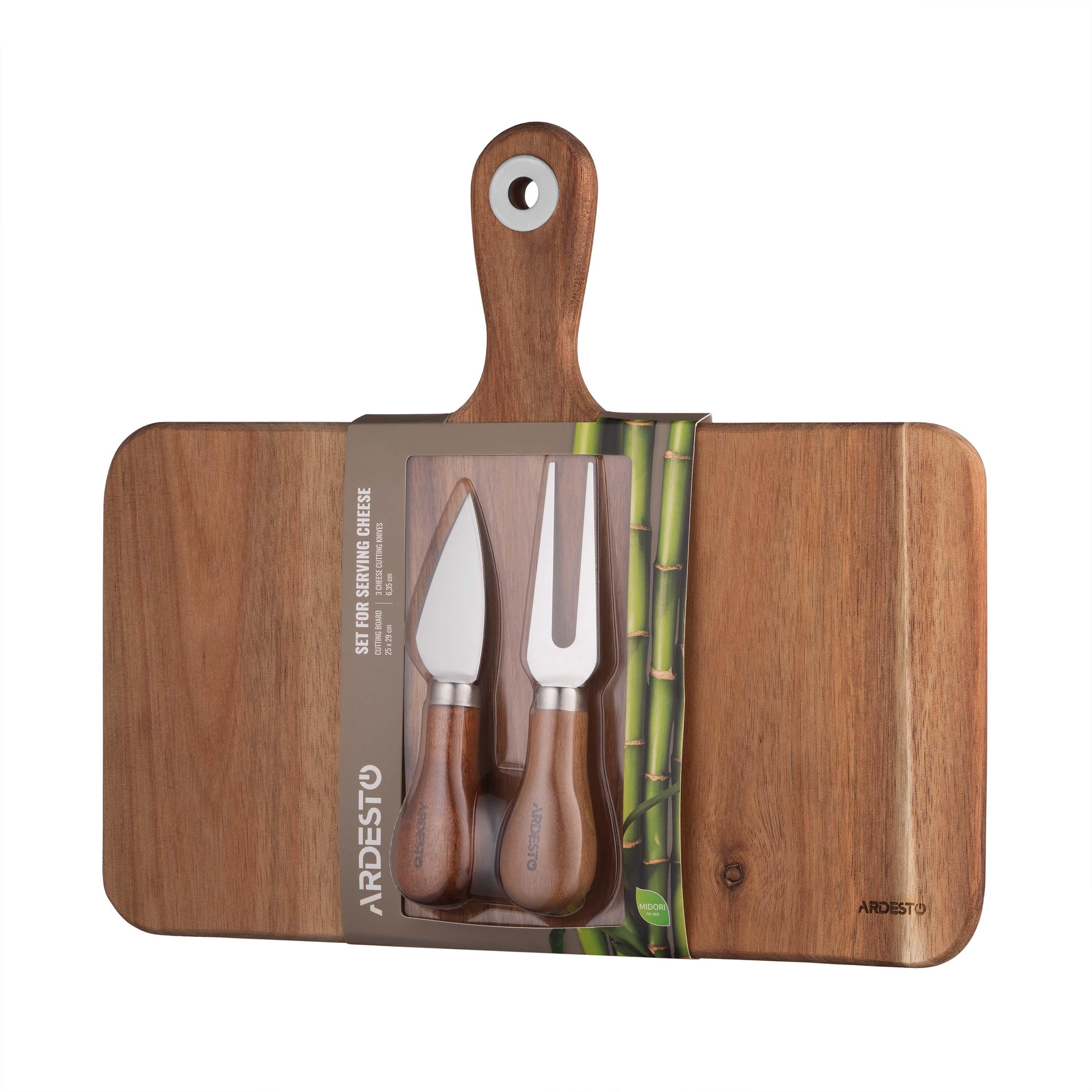 Набор для сыра Ardesto Midori деревянная доска 25x29x1.2 см/2 ножа (622505) Набор для сыра Ardesto Midori деревянная доска 25x29x1.2 см/2 ножа (622505)