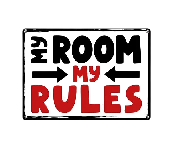 Табличка металлическая My room my rules 26х18,5 см (MET_20J007_WH)