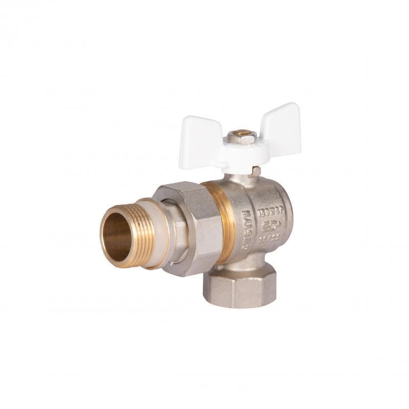 Кран шаровой с американкой SD Plus PN40 SD901NW20PN40 бабочка латунь никелированная 3/4" (SD00050576)