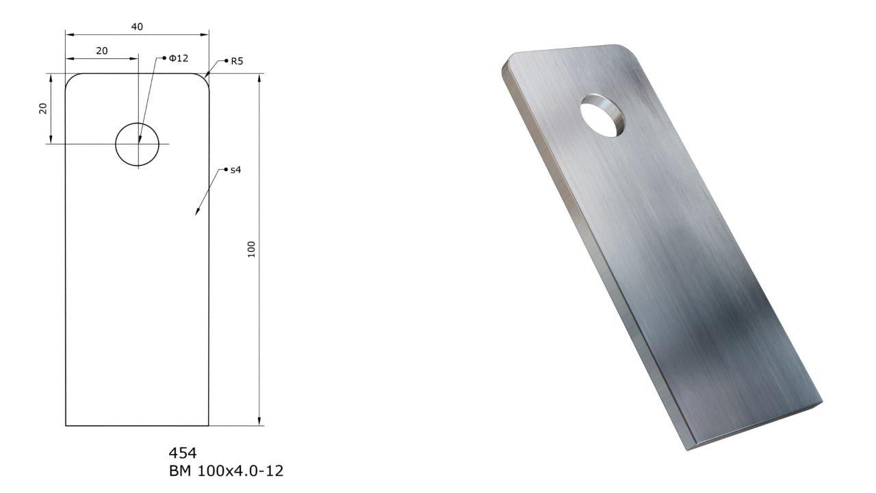 Ушко монтажное приварное стальное прямое 100х40 толщина 4 мм, отверстие 12 мм для навесного замка 1 шт. (2040540631/К0454) - фото 2