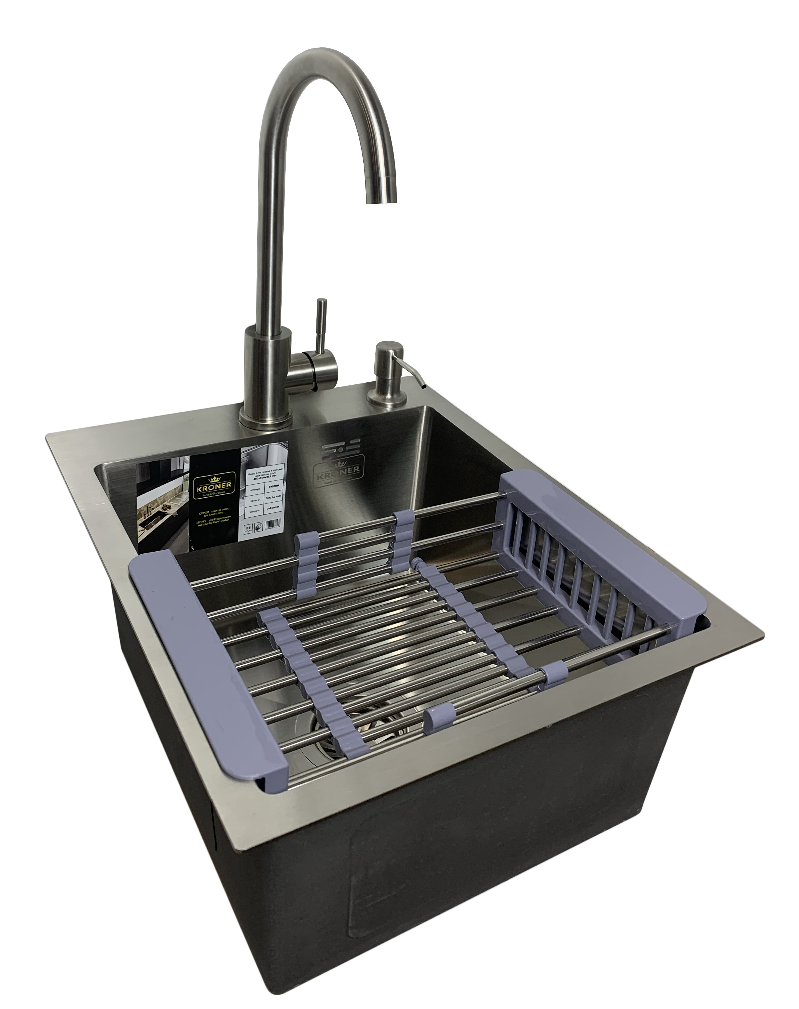 Мойка для кухни Kroner 40x50 см + корзина/дозатор/сифон/смеситель (45f0157b)
