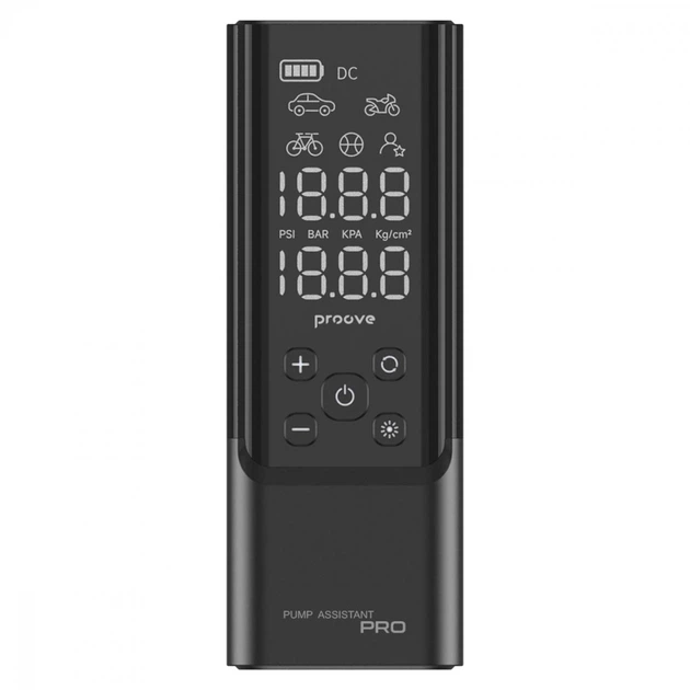 Компрессор аккумуляторный Proove Pump Assistant Pro 120W bar с LED дисплеем и фонарем 7500 mAh Черный