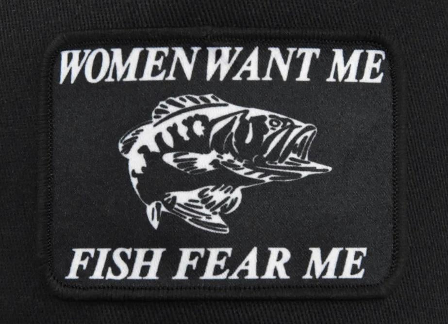 Кепка тракер Wuke Fish B464 "Women want me Fish fear me" с сеточкой унисекс one size Черный - фото 3