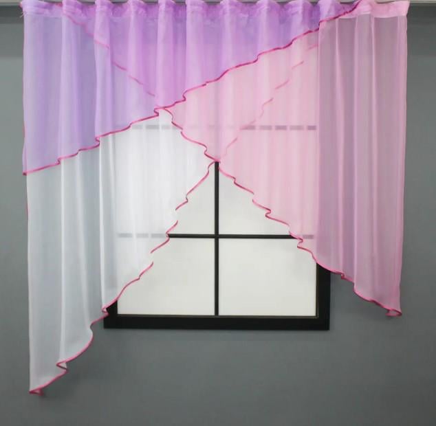 Занавеска кухонная 300х170 см Белый/Розовый/Сиреневый (00к 59-839)