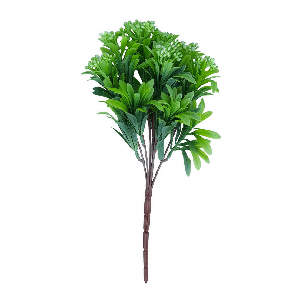 Штучна гілка зелені з білими ягодами 36 см (CLN-107)