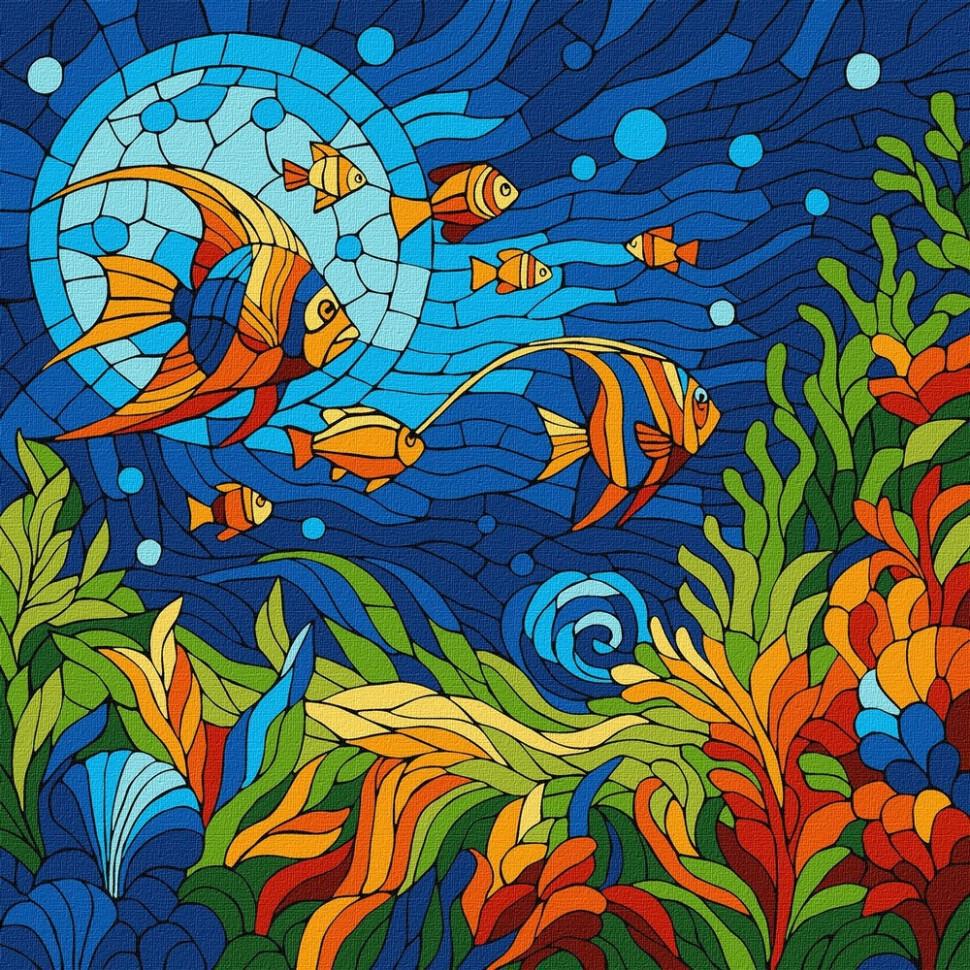 Картина по номерам Ideyka Витраж Морской мир 30x30 см (KHO5171)