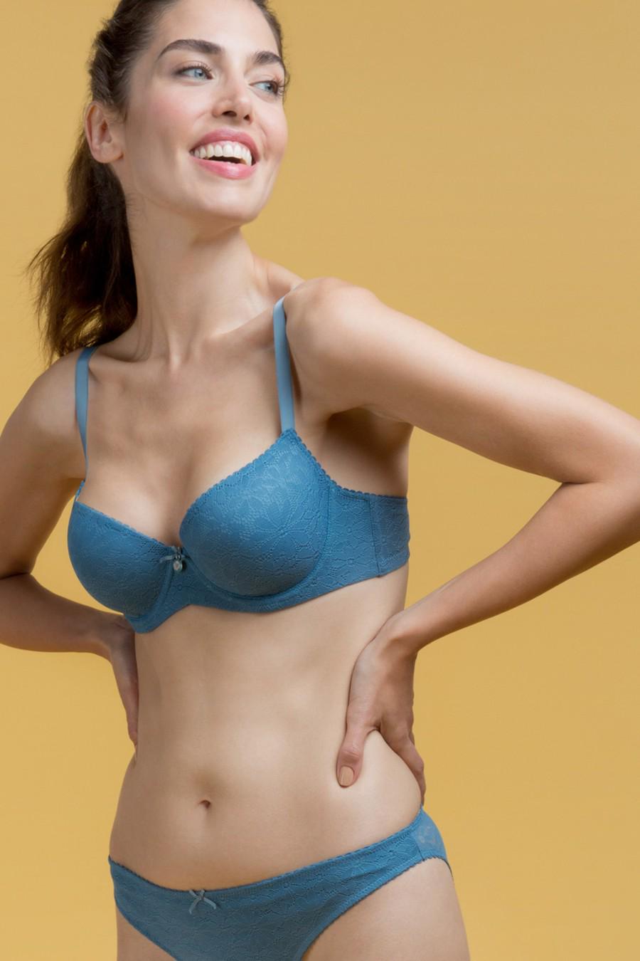 Комплект білизни Gisela бюстгальтер з ущільненою чашкою/трусики бікіні 75D/M Бірюзовий (68251) - фото 3