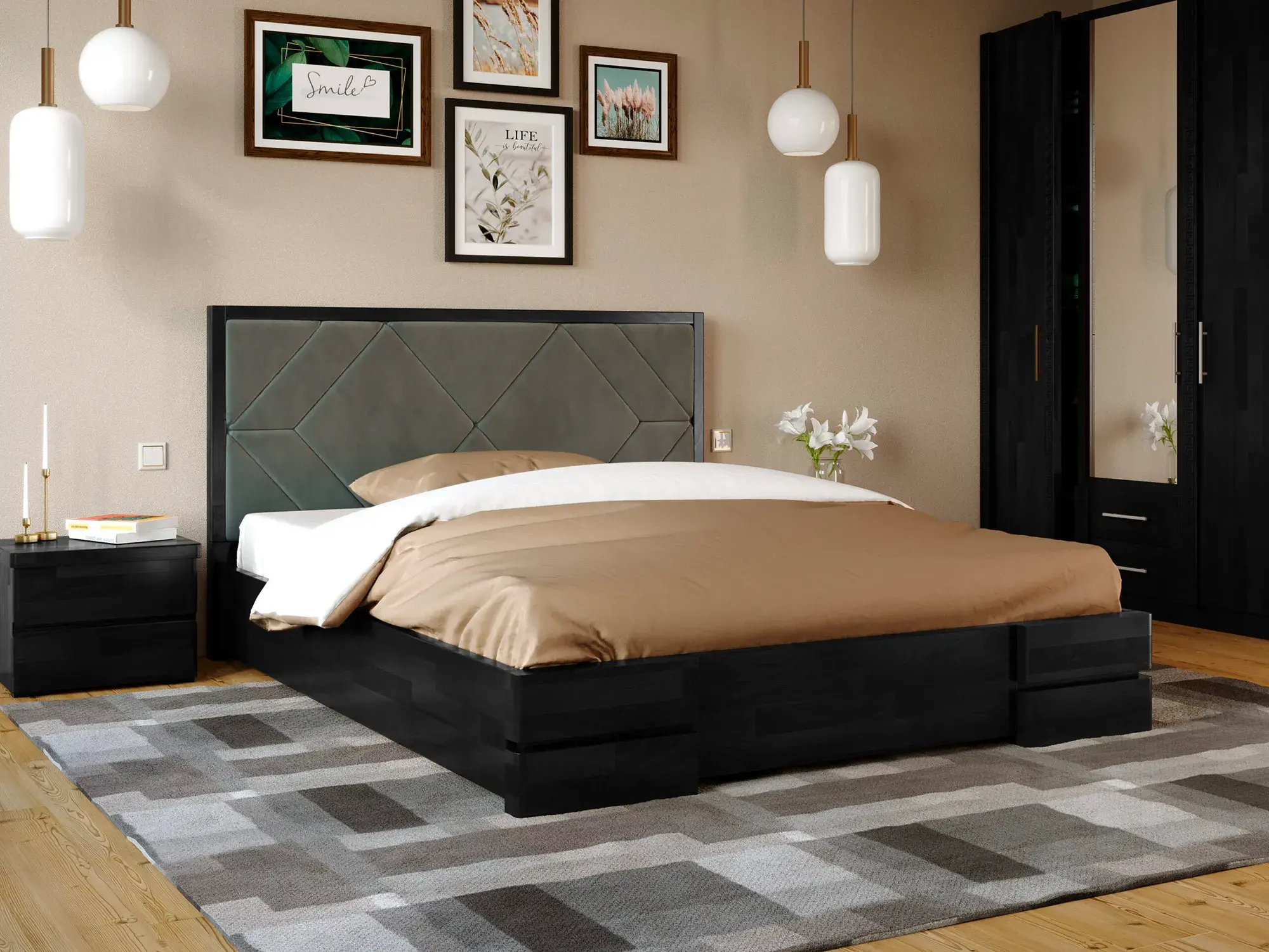 Кровать двуспальная с подъемным механизмом Arbor Drev Тифани 160x200 см Венге (49033)