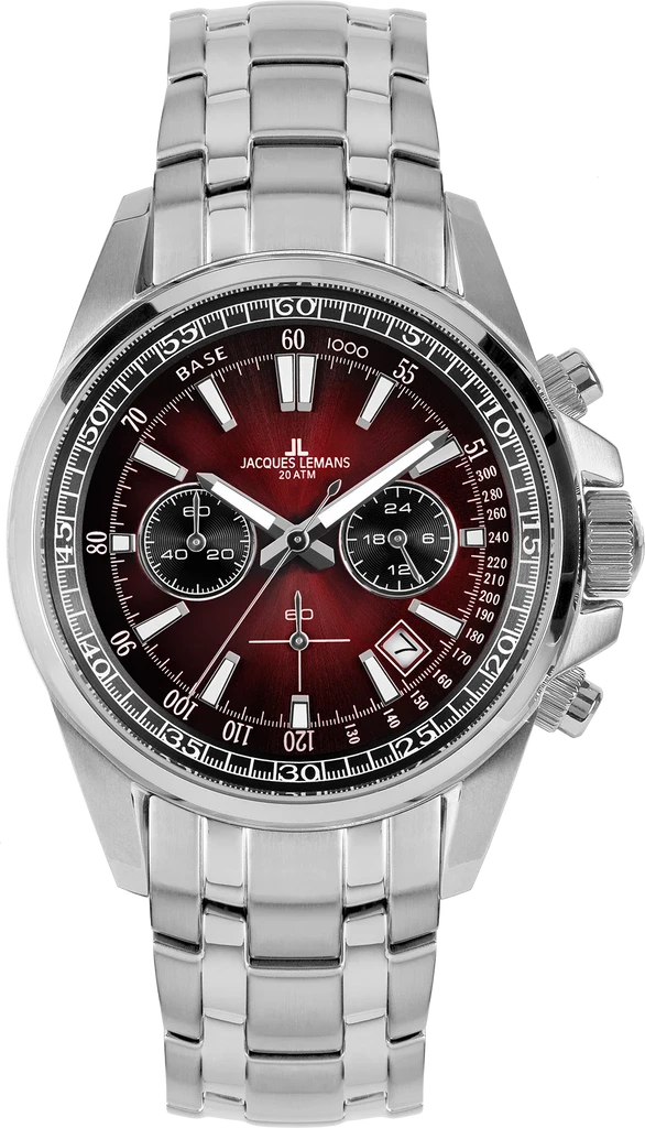 Наручные часы мужские Jacques Lemans Liverpool 1-2117ZQ со стальным корпусом WR 200 м и красным циферблатом Наручные часы мужские Jacques Lemans Liverpool 1-2117ZQ со стальным корпусом WR 200 м и красным циферблатом