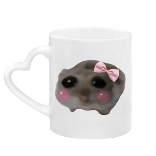 Чашка керамическая с ручкой в виде сердца "Сумний хом'як з бантиком" 320 мл Белый (17402596-1-200420) Чашка керамическая с ручкой в виде сердца "Сумний хом'як з бантиком" 320 мл Белый (17402596-1-200420)