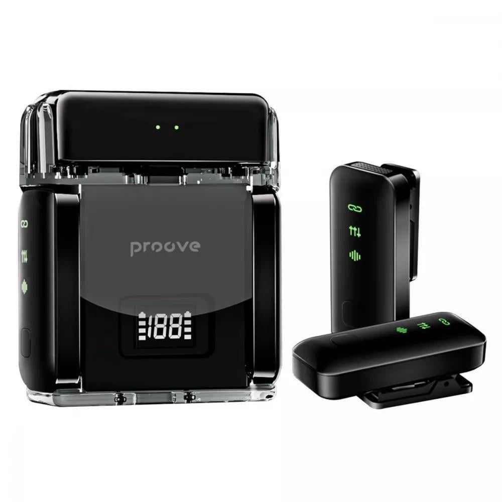Микрофон петличный беспроводной цифровой Proove PLWM00012101 Live с подключением Type-C до 5 часов работы Черный (621204)