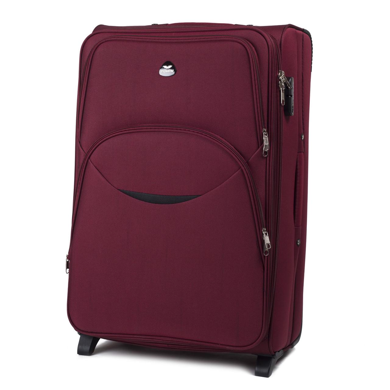 Чемодан Wings 1708 большой 76х48х30 см 90 л тканевый на 2 колесах Бордовый