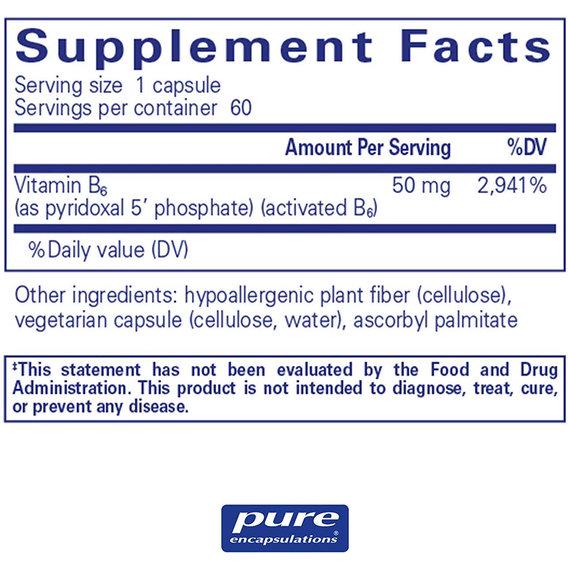 Пірідоксин Pure Encapsulations P5P 50 activated vitamin B6 160 мг 180 Caps (PE-00211) - фото 3