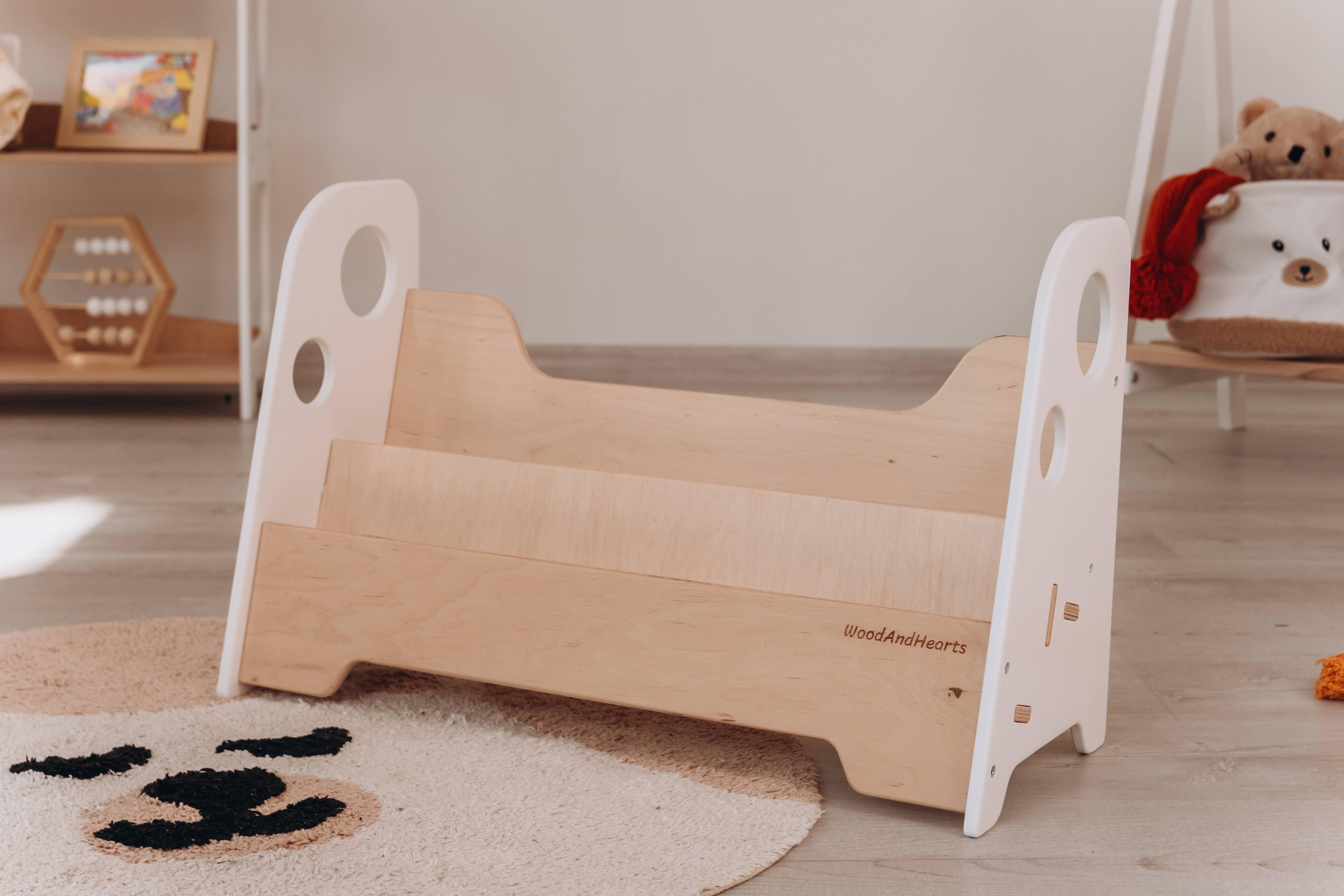 Полка детская открытая Монтессори Адам Белый/Натуральное дерево (AAFG008)