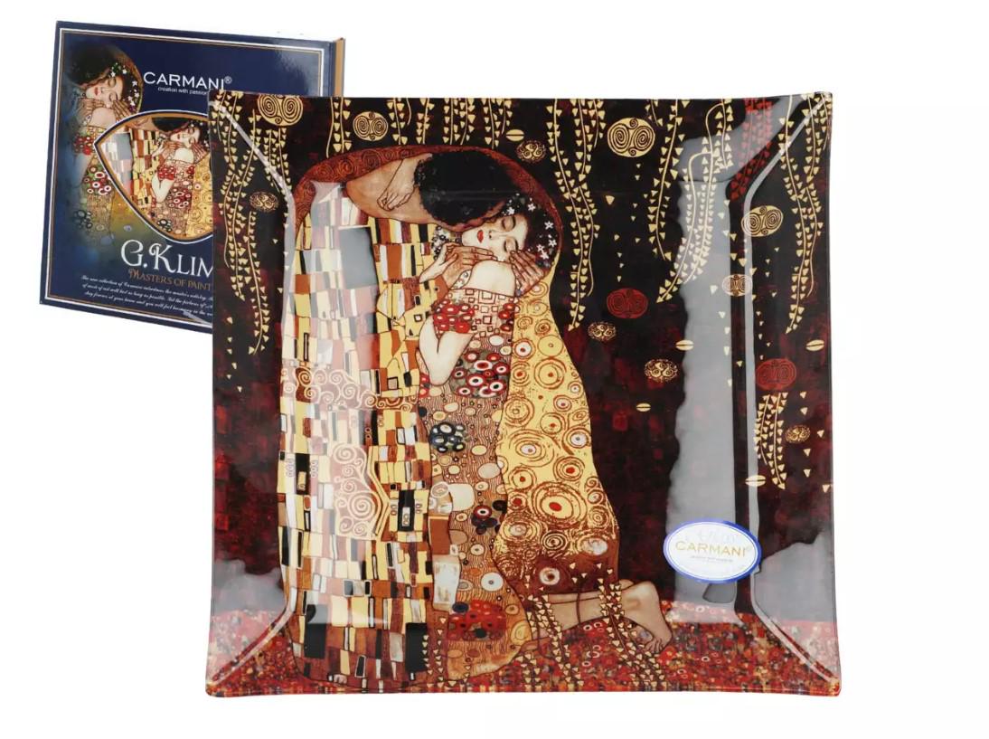 Тарелка стеклянная Г. Климт Поцелуй Carmani 30х30 см (198-1001)