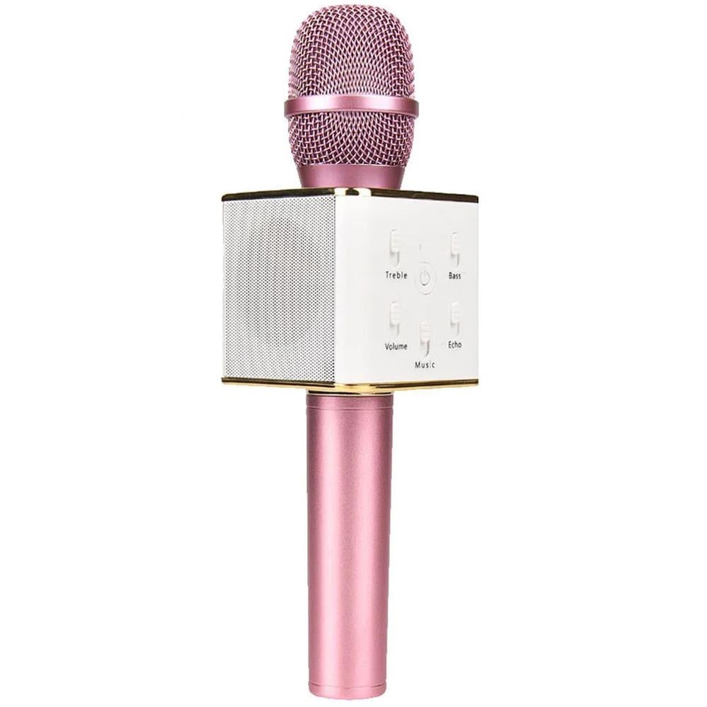 Микрофон-караоке для детей беспроводной Q7 USB Bluetooth с чехлом Rose (120.155.1)