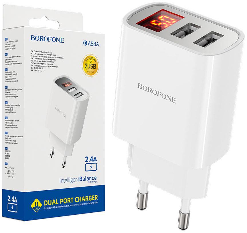Пристрій зарядний Borofone BA58A 2 USB 2,4A White (36725)