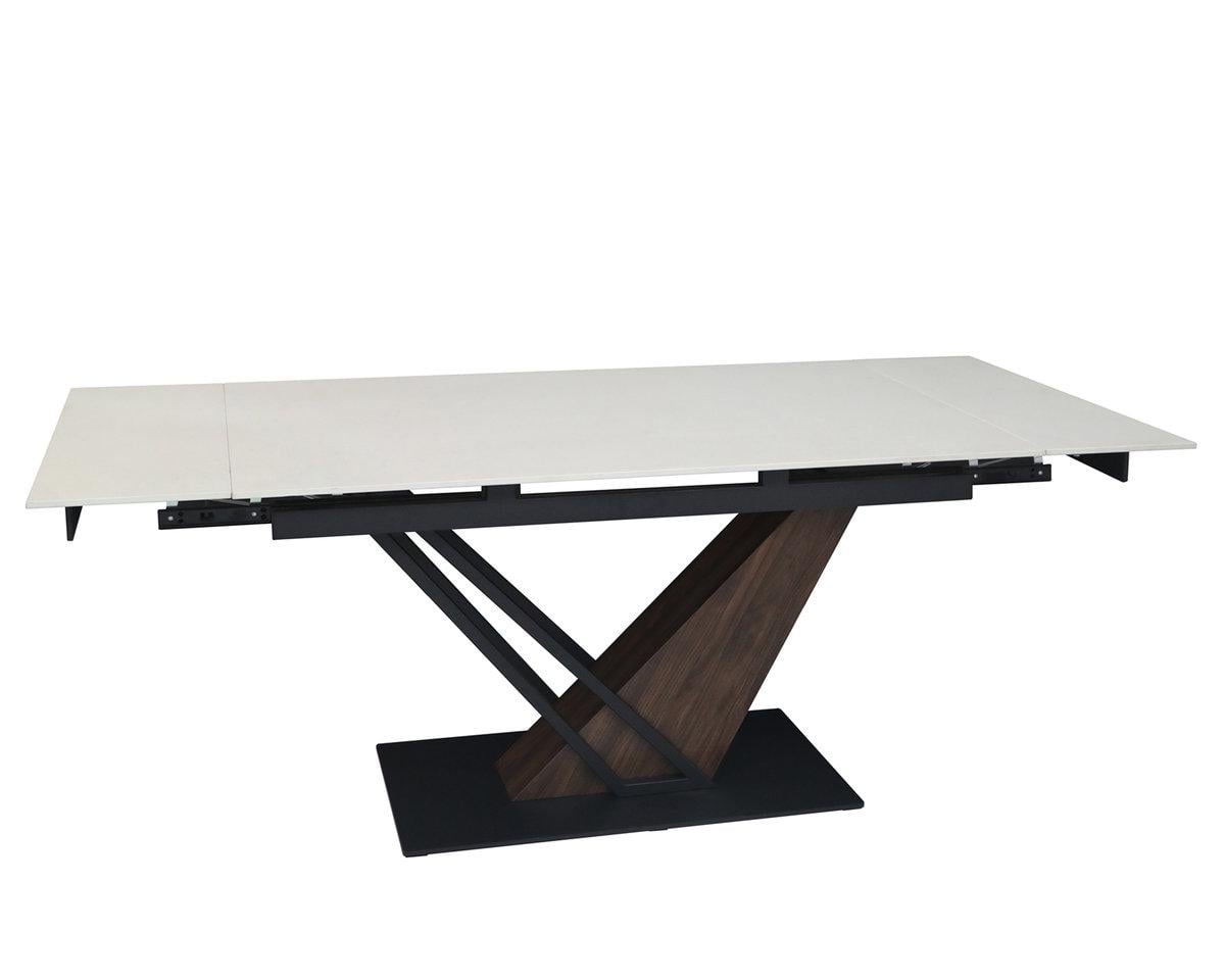 Стол обеденный Intarsio FERNANDO CERAMIC 160/220х90 см Бежевый мат/Темный орех