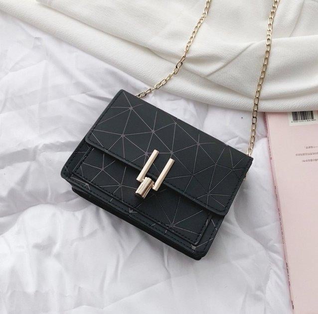 Женская сумка маленькая классическая на цепочке Черный (KG-7252) - фото 5 Женская сумка маленькая классическая на цепочке Черный (KG-7252) - фото 5