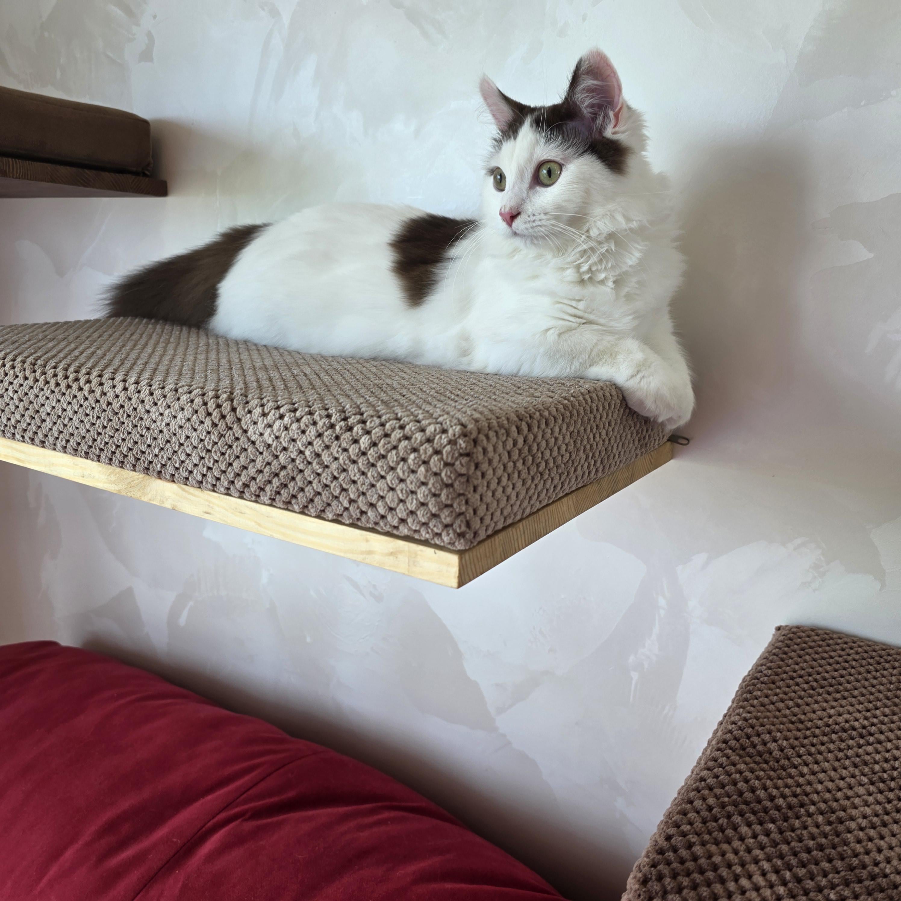 Лежак-поличка на стіну для котів CatinBed з натурального дерева ЕКО