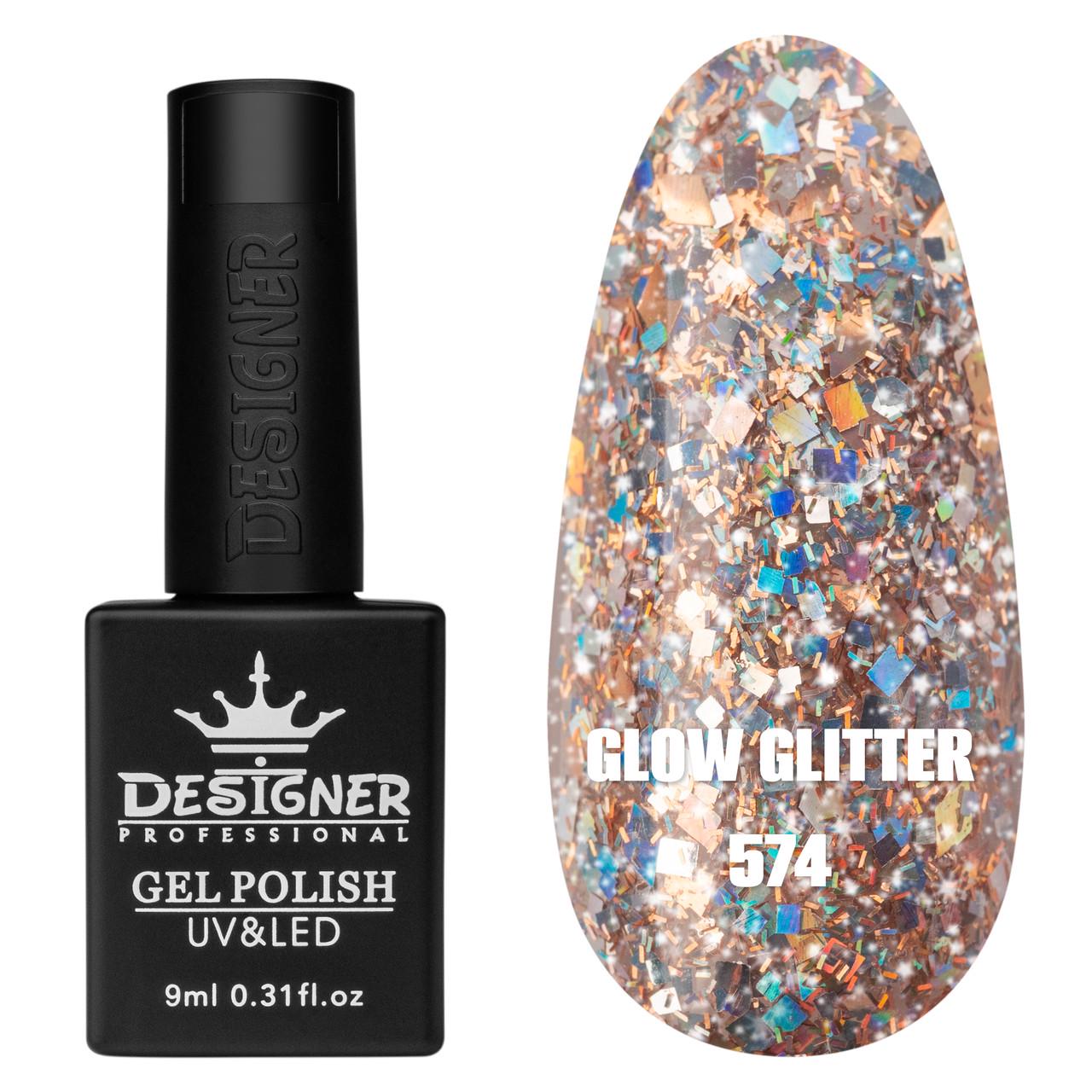 Гель-лак для маникюра Clow Glitter Дизайнер с хлопьями хамелеон 9 мл №574