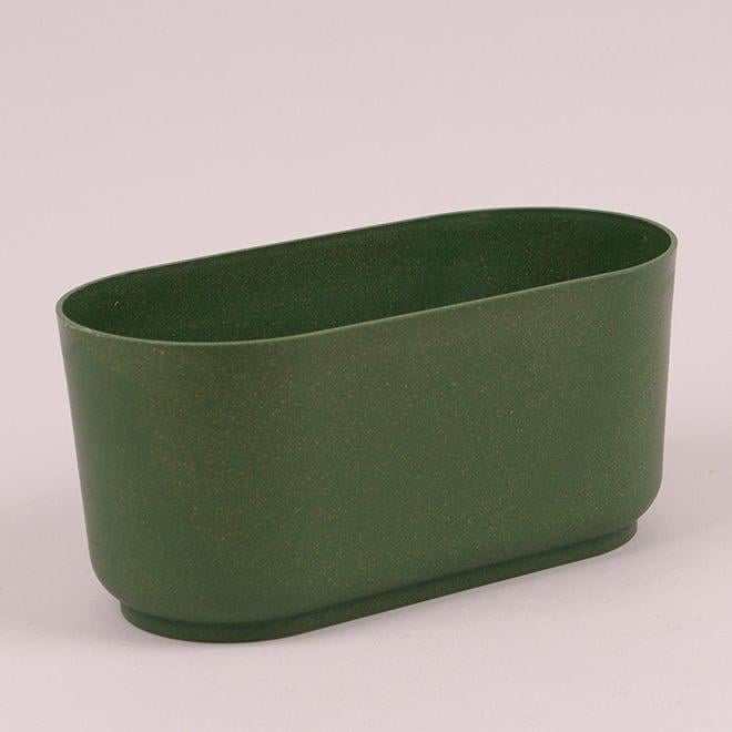 Горшок пластмассовый овальный Flora Satina ECO Wood 84523 27 см Зеленый лесной (DR015225)