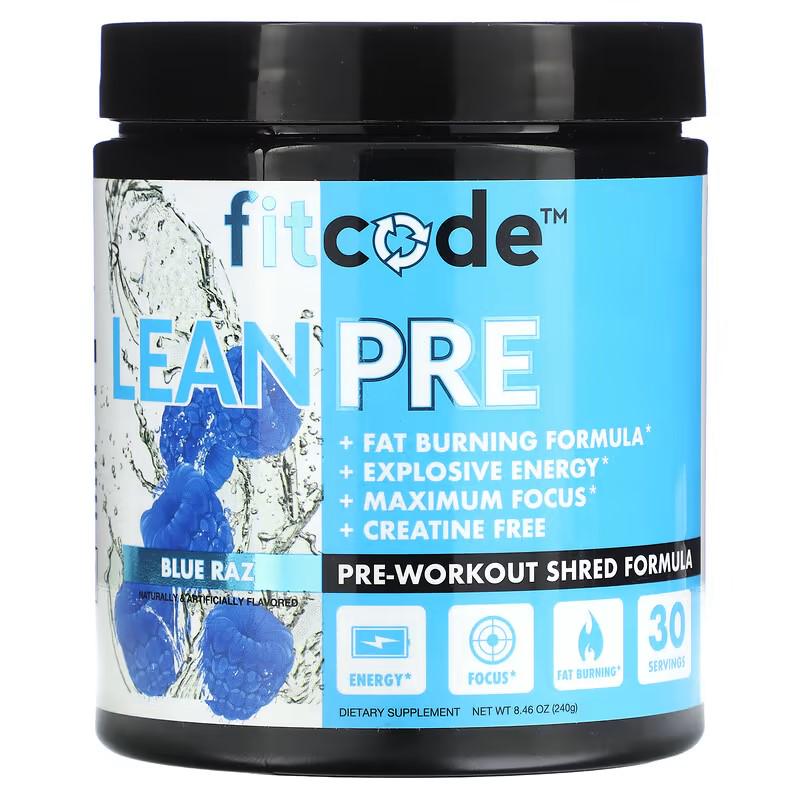 Предтренировочный комплекс FITCODE LeanPre Pre-Workout Shred Formula Blue Raspberry 240 g
