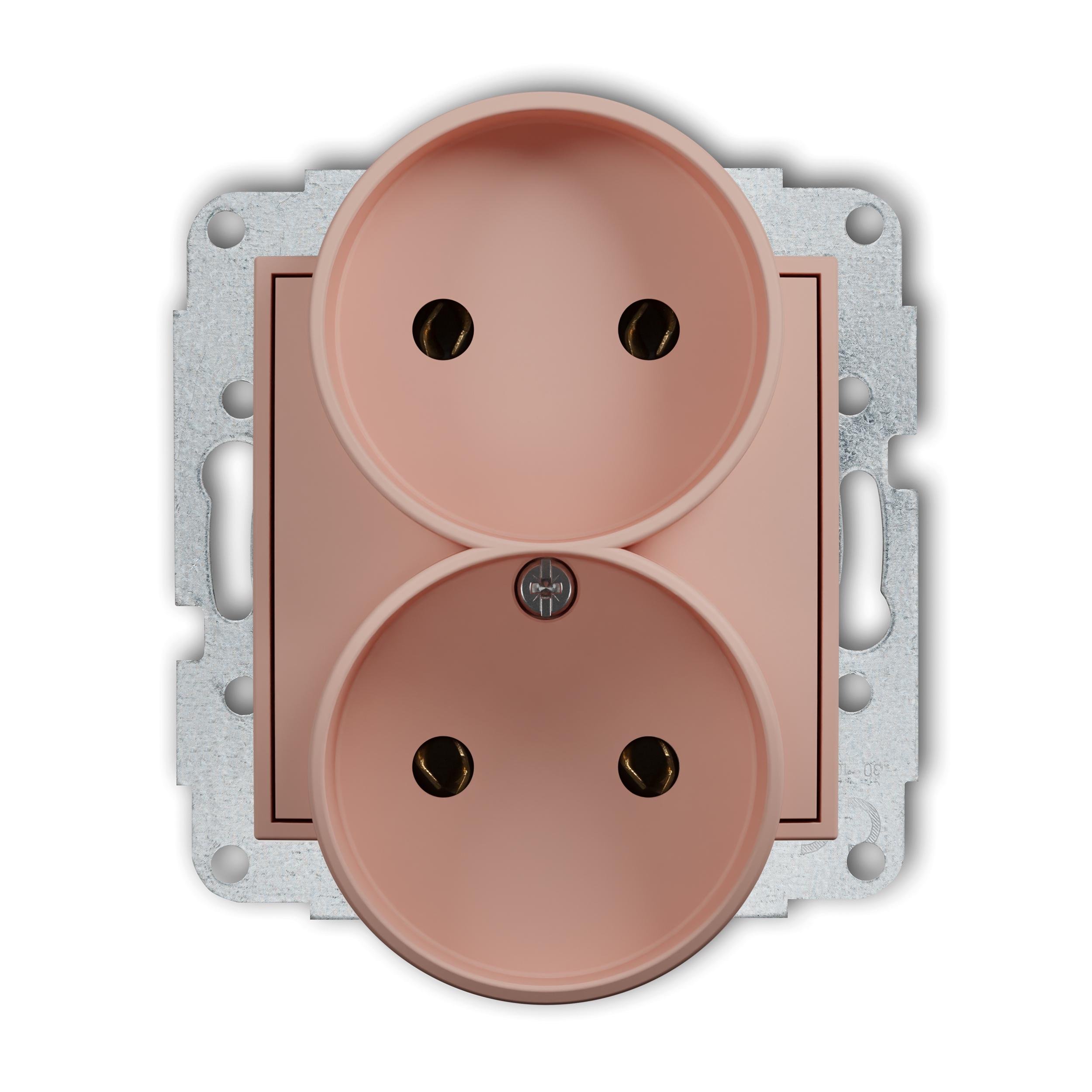 Розетка двойная Karlik Mini без заземления внутренняя Лососевая (62MGPR-2)